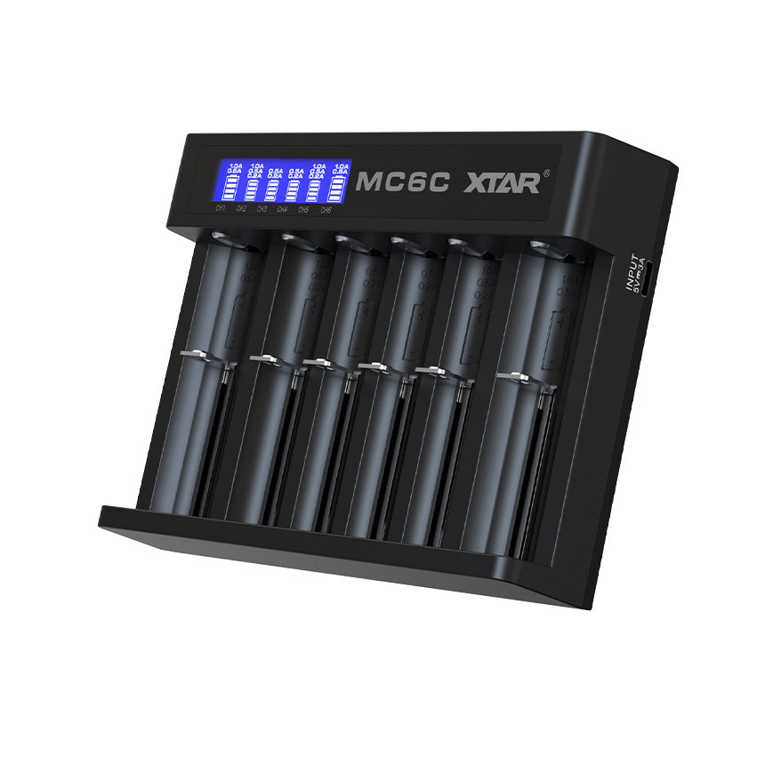 XTAR MC6C 6-Slot Smart Li-ion Battery Charger With LCD Screen