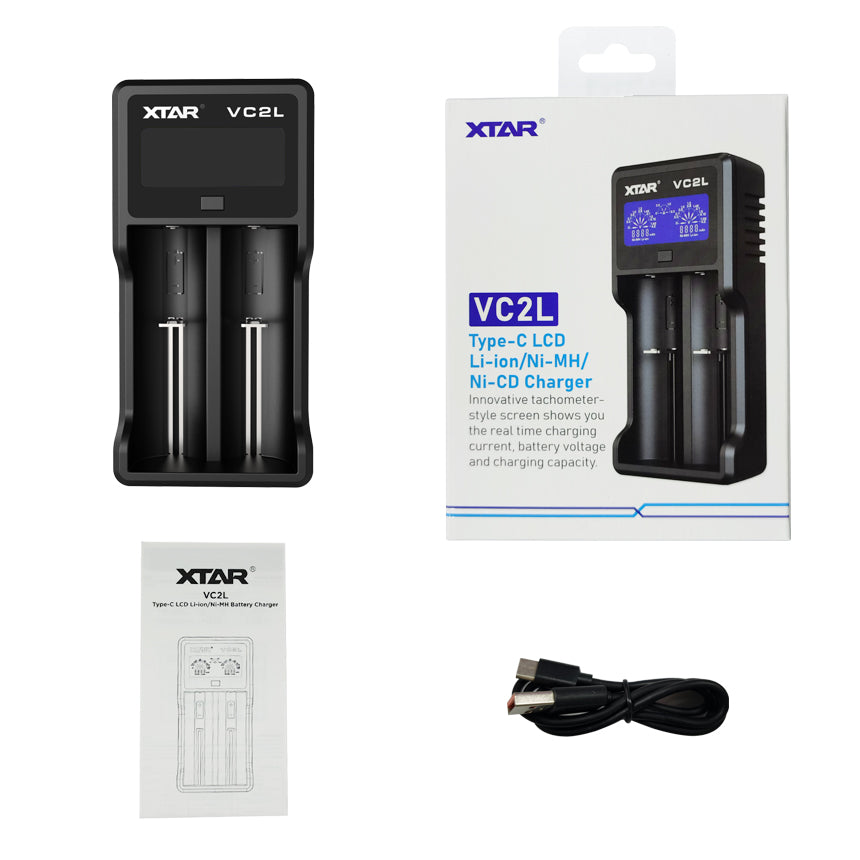 XTAR VC2L Battery Charger - Manually select 2A/1A/0.5A