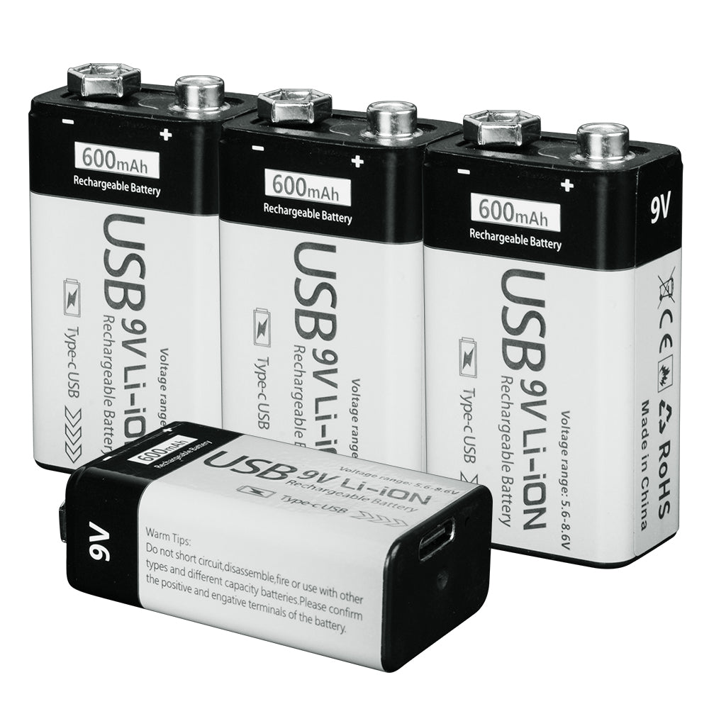 9 Volt 600mAh Li ion Rechargeable Li ion Batteries