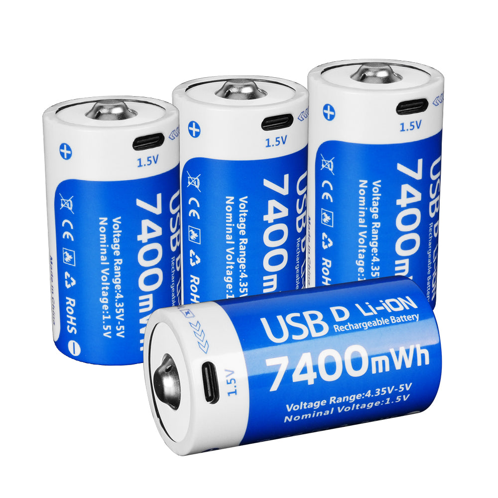 1.5V D Lithium 7400mWh batteries 4 pack Rechargeable lithium battery