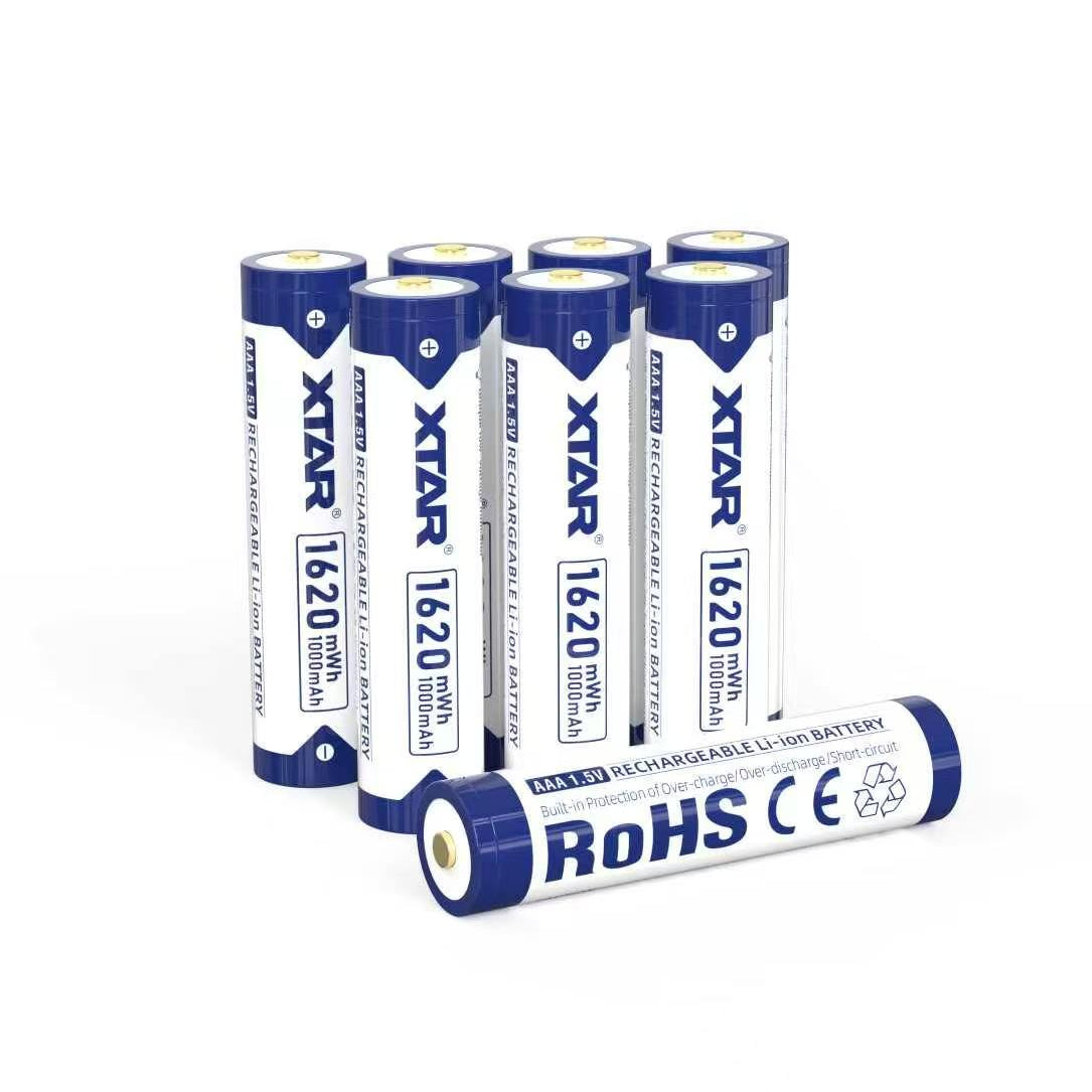 XTAR 1620mWh/1000mAh 1.5V AAA Lithium ion Battery with Low Voltage Indicator