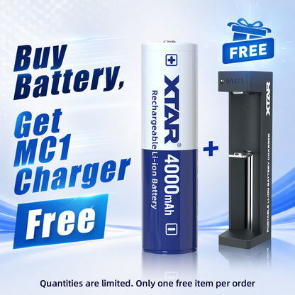XTAR High Capacity 3.6V 18650 4000mAh 10A Protected Lithium ion Battery