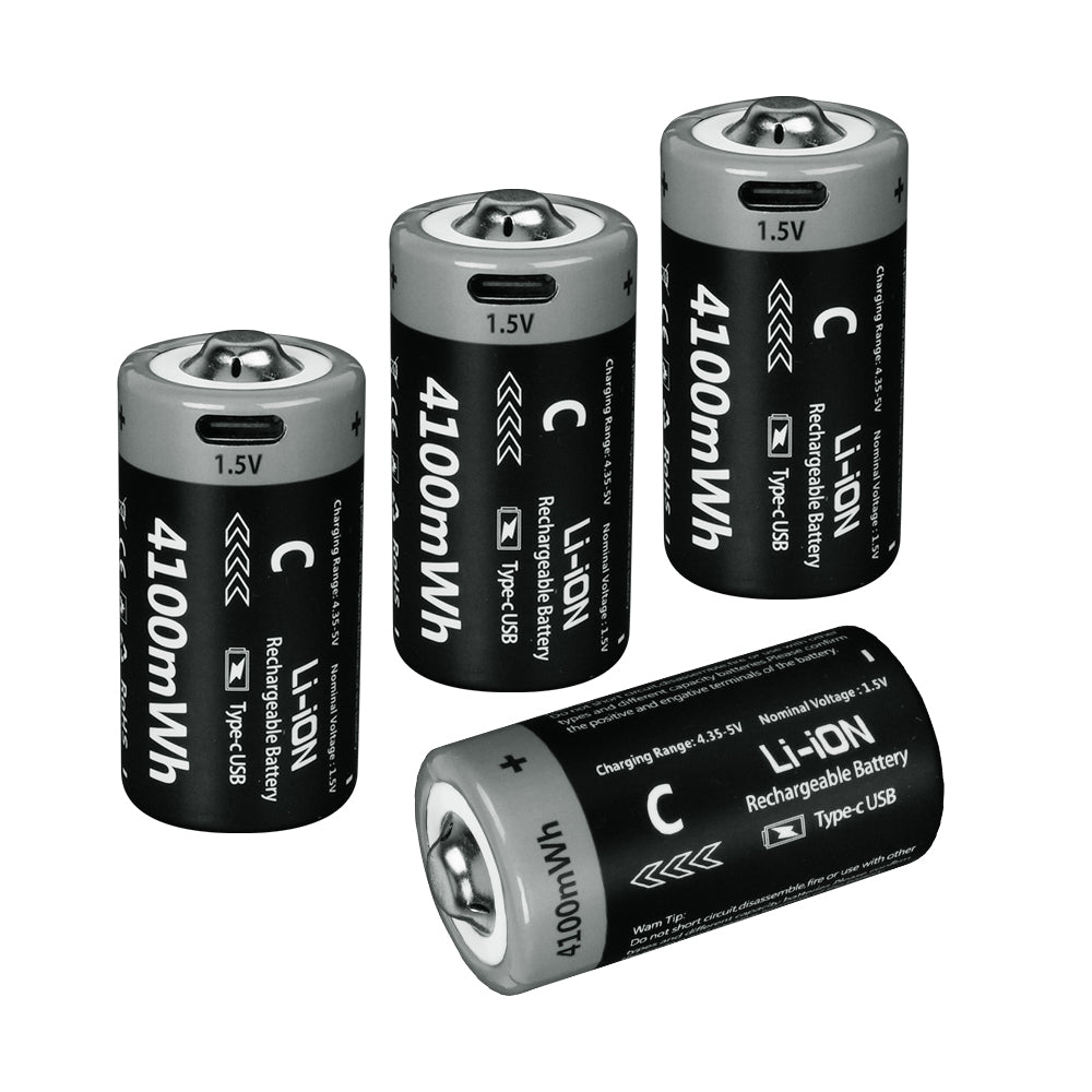 1.5V C Lithium 4100mWh batteries 4 pack Rechargeable lithium battery