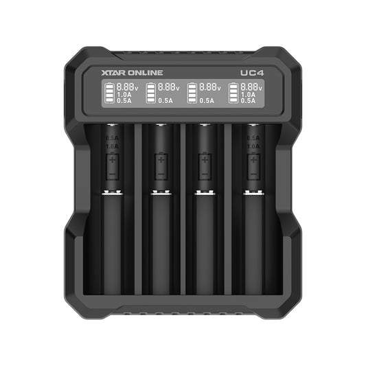 XTAR UC4 4-Bay 3.6V/3.7V Li-ion Battery Charger for 10440, 14500, 16340, 18650, 21700 battery