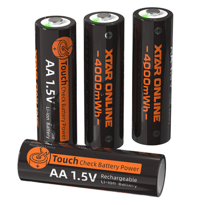 XTAR 1.5V AA 4000mWh Rechargeable Li-ion Battery, with C4-AA charger