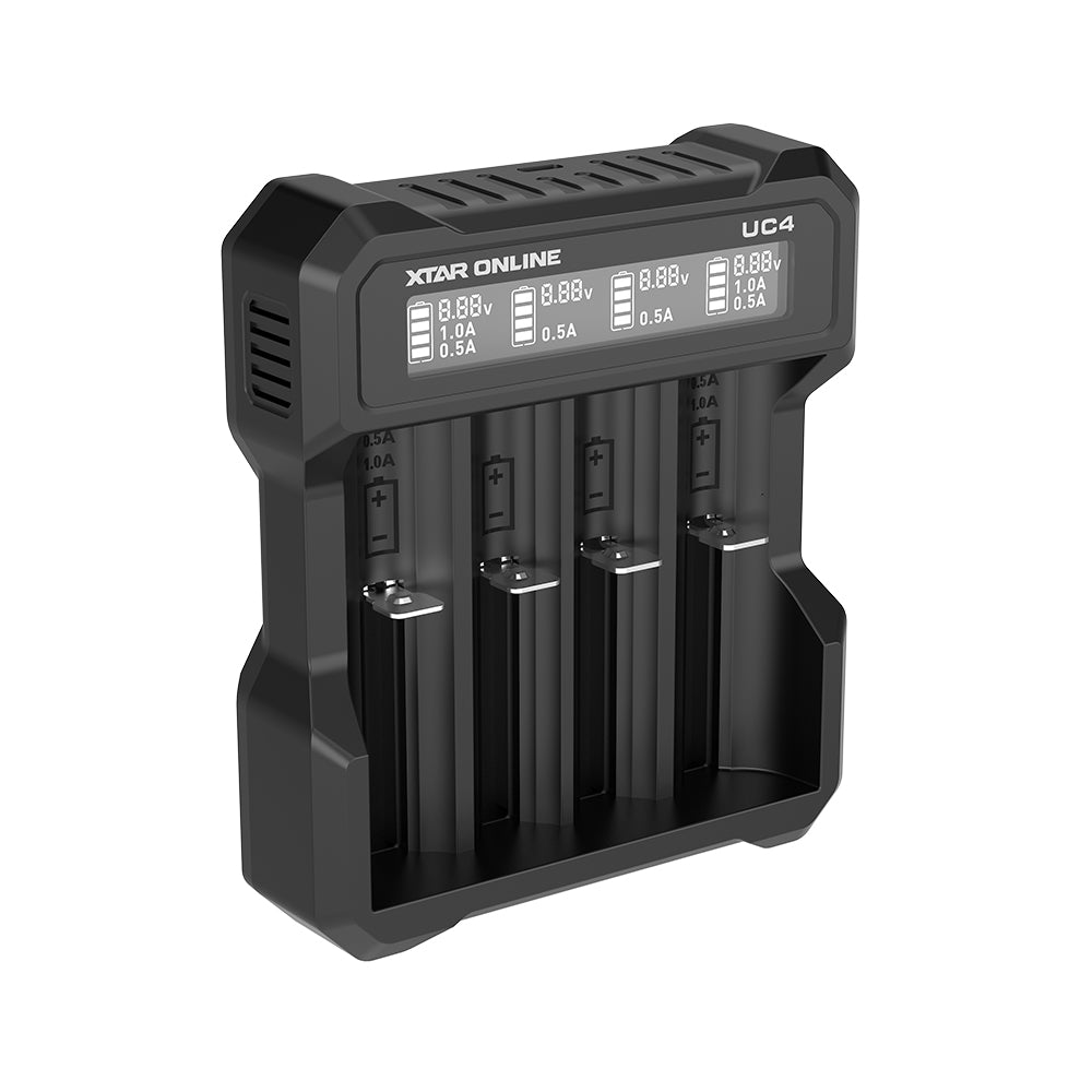 XTAR UC4 4-Bay 3.6V/3.7V Li-ion Battery Charger for 10440, 14500, 16340, 18650, 21700 battery