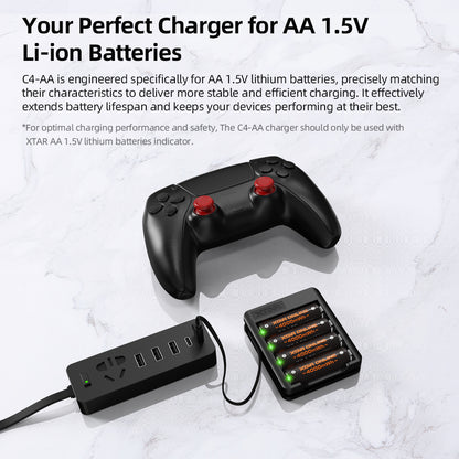 XTAR 1.5V AA 4000mWh Rechargeable Li-ion Battery, with C4-AA charger
