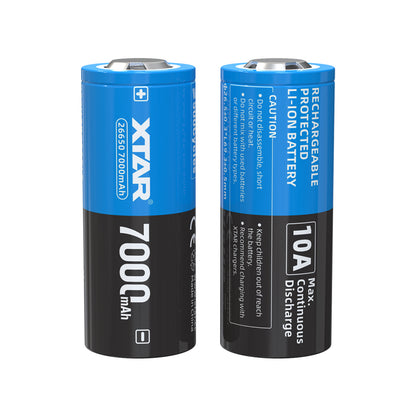 XTAR 26650 10A 7000mAh High Capacity Protected Li-ion Battery for Flashlight