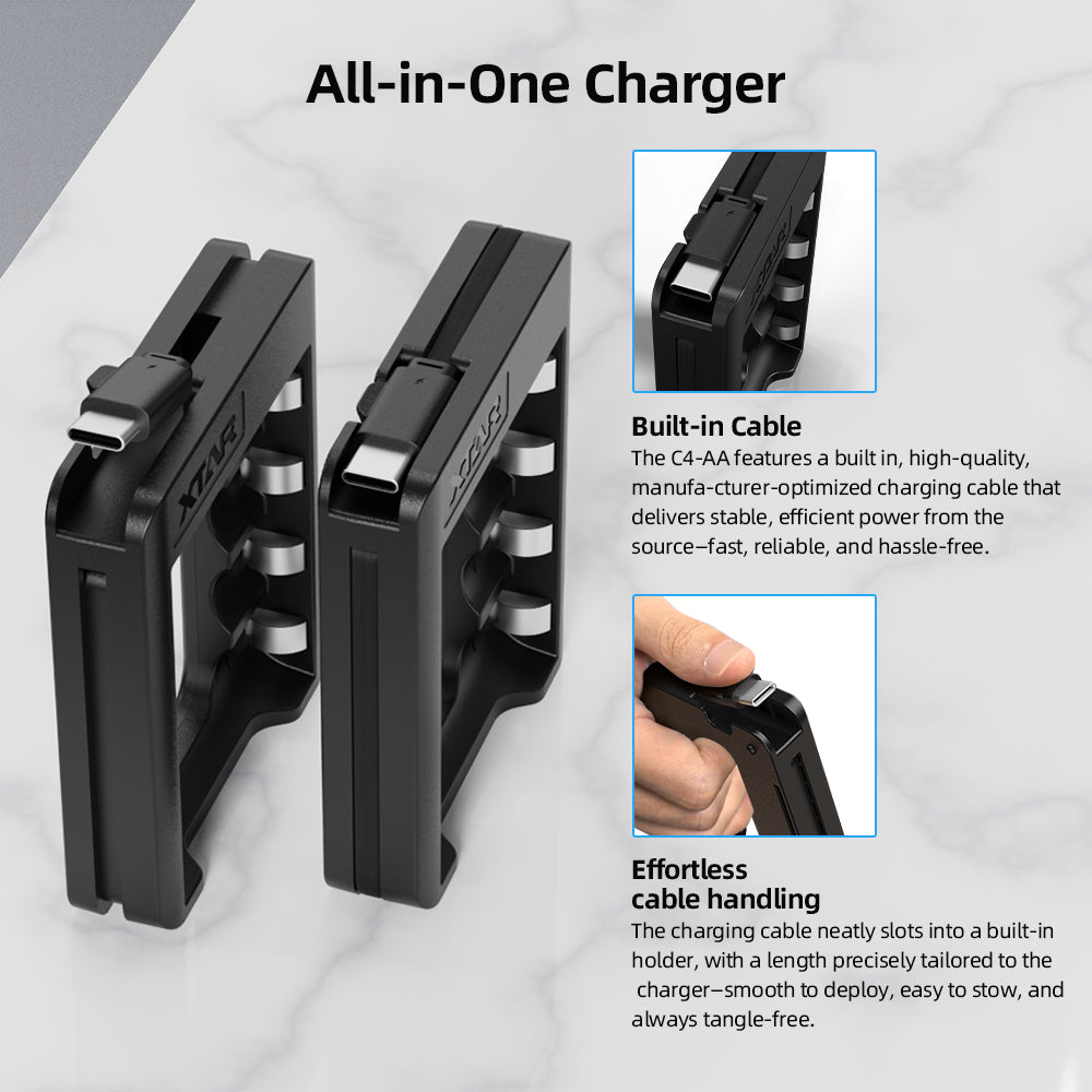 XTAR 1.5V AA 4000mWh Rechargeable Li-ion Battery, with C4-AA charger