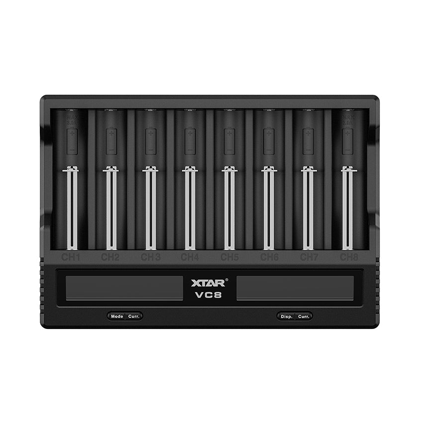 VC8 Type C 8 bay intelligent lithium ion battery charger LCD Display 3.6V 3.7V Li ion 1.2V Ni MH C Batteries