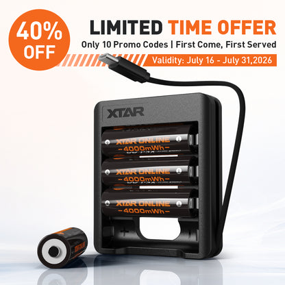 XTAR 1.5V AA 4000mWh Rechargeable Li-ion Battery, with C4-AA charger