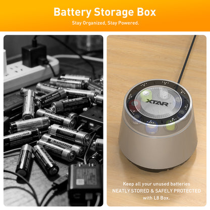 XTAR L8 BOX 8-Slot Rechargeable Battery Charger for AA/AAA 1.5V Li-ion and 1.2V NI-MH Batteries