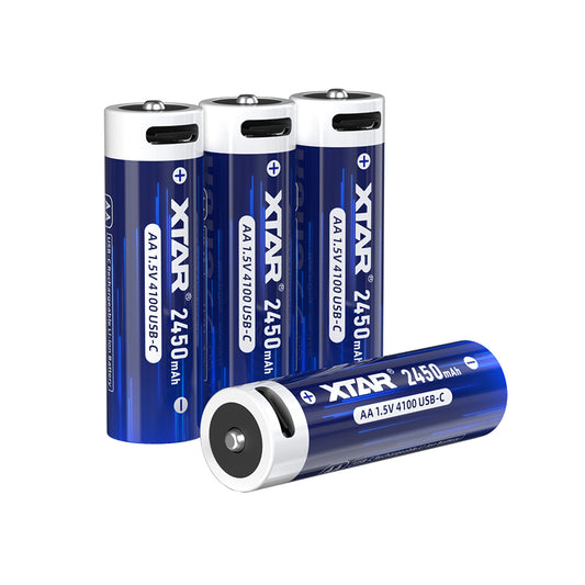 XTAR AA Lithium 4100mWh/2450mAh USB-C Battery with Low Voltage Indicator