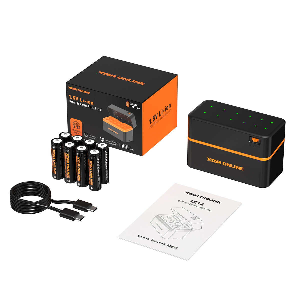 XTAR LC12 12-slots Li-ion AA/AAA Battery Charger & Storage box