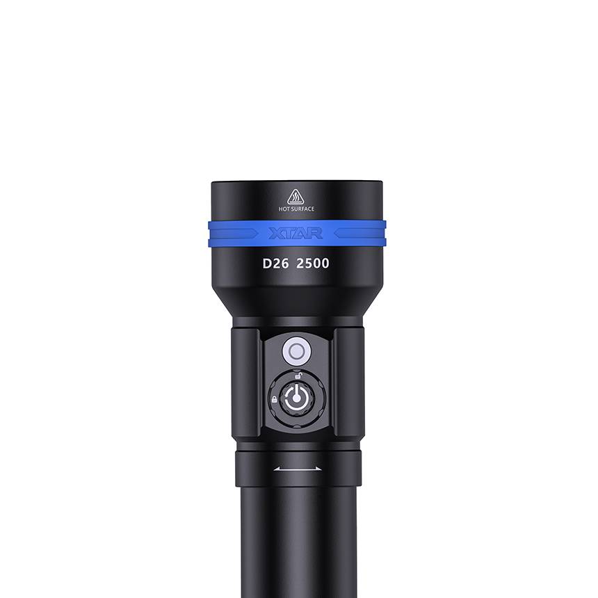 XTAR D26 2500 Lumens 18650/26650 Battery IPX8 Scuba Dive Light Waterproof Diving Torch Submarine Diving Lights Underwater 100 Meters Cave Wreck Diving Flashlight