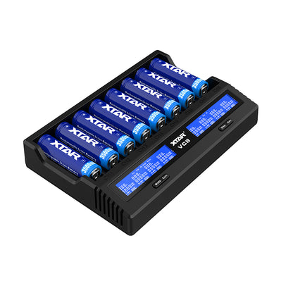 XTAR VC8 Type-C 8 bay intelligent lithium ion battery charger LCD Display for 3.6V 3.7V Li-ion 1.2V Ni-MH C Batteries