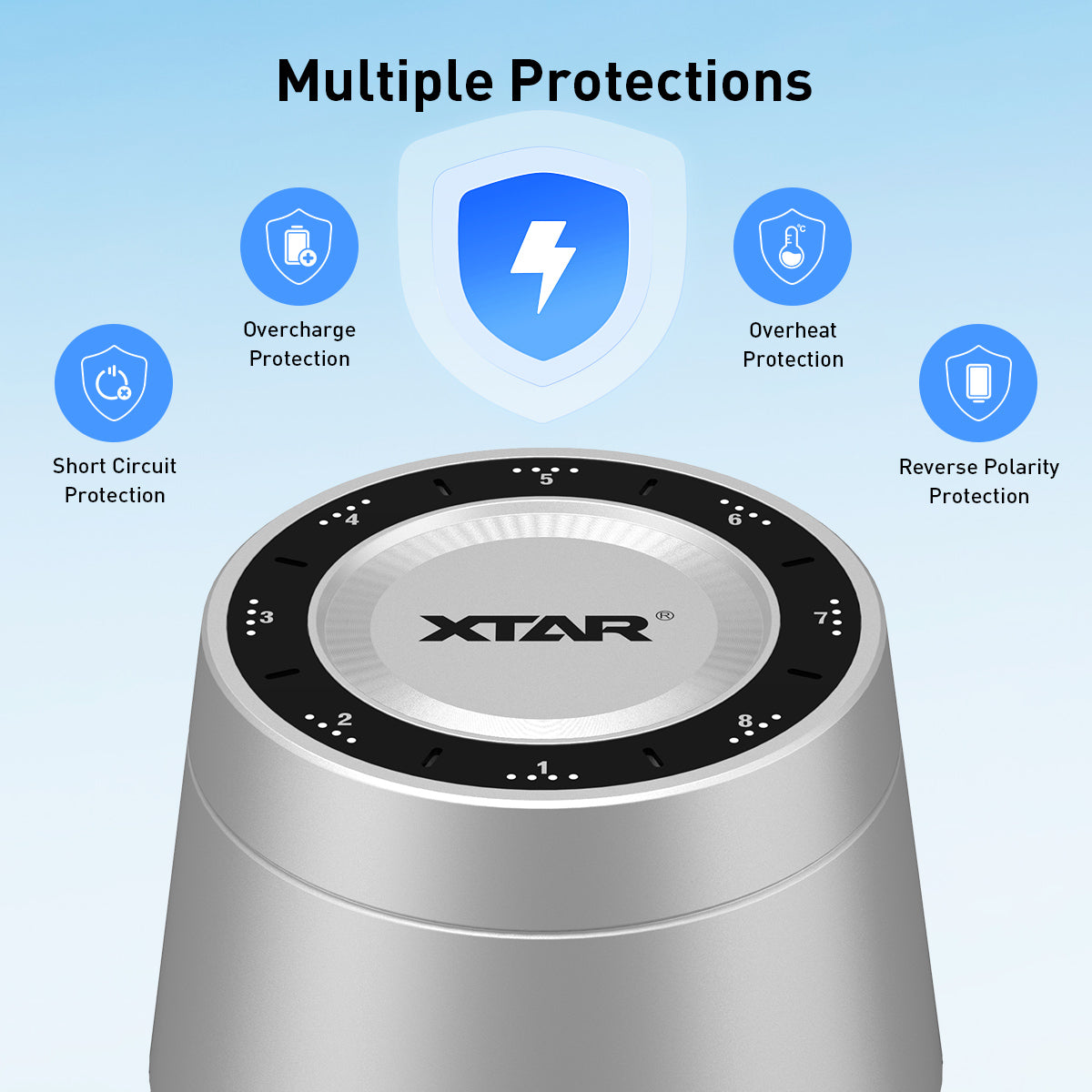 XTAR L8 BOX 8-Slot Rechargeable Battery Charger for AA/AAA 1.5V Li-ion and 1.2V NI-MH Batteries