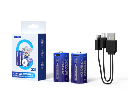 1.5V C-size Lithium 7200mWh batteries 2-pack, Rechargeable lithium battery