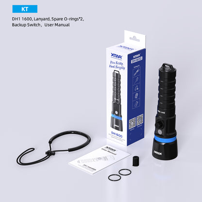 XTAR Hunter DH1 1600 Lumens Dive Light Underwater Spearfishing Flashlight