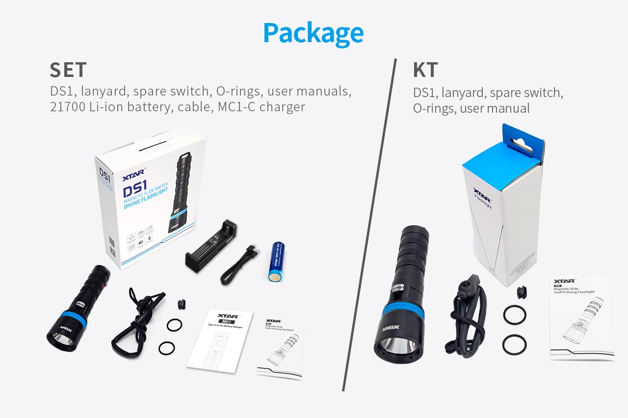 XTAR DS1 Scuba Dive Light,1000 Lumens Powerful Spearfishing Torch,Magnetic Slide Switch, for Underwater 100 Meters Night Diving Spearfishing Hole Hunting Lobstering