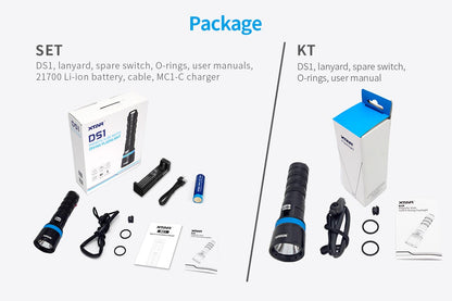 XTAR DS1 Scuba Dive Light,1000 Lumens Powerful Spearfishing Torch,Magnetic Slide Switch, for Underwater 100 Meters Night Diving Spearfishing Hole Hunting Lobstering