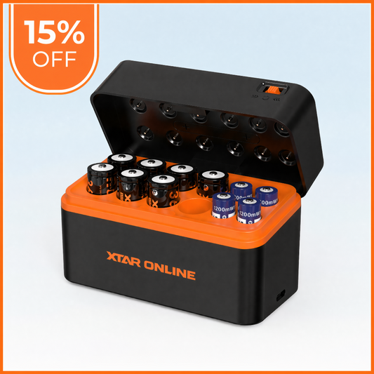 XTAR LC12 12-slots Li-ion AA/AAA Battery Charger & Storage box