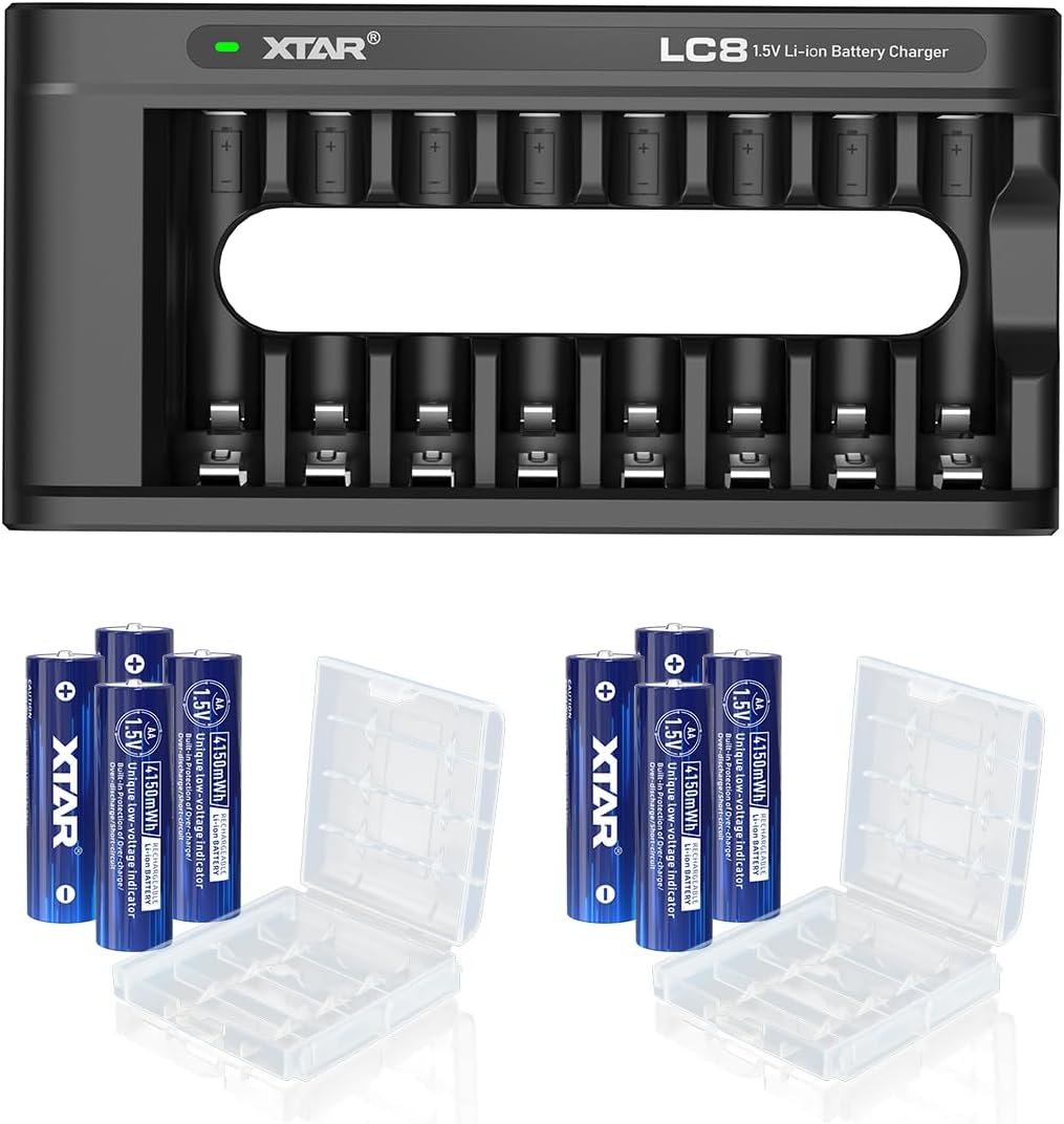 XTAR LC8 charger for 1.5V AA AAA lithium battery with Low-Voltage Indication