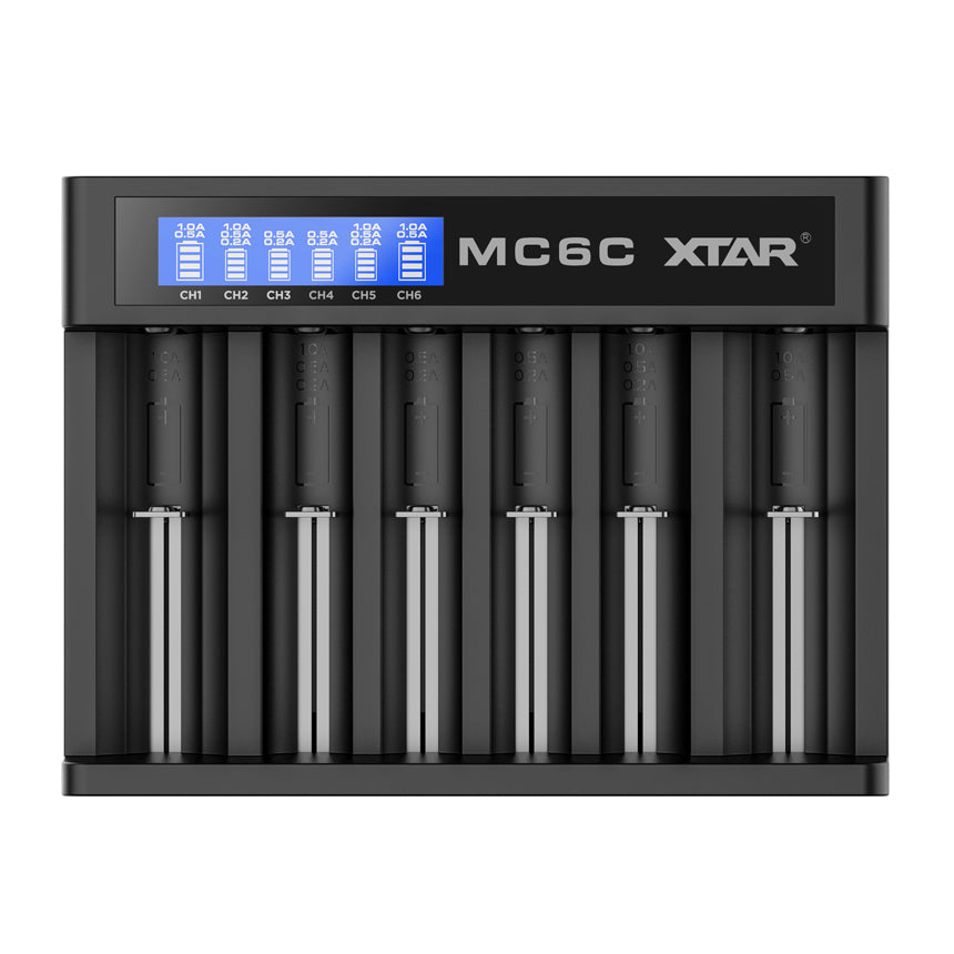 MC6C 6 Slot Smart Li ion Battery Charger LCD Screen