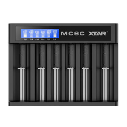 XTAR MC6C 6-Slot Smart Li-ion Battery Charger With LCD Screen
