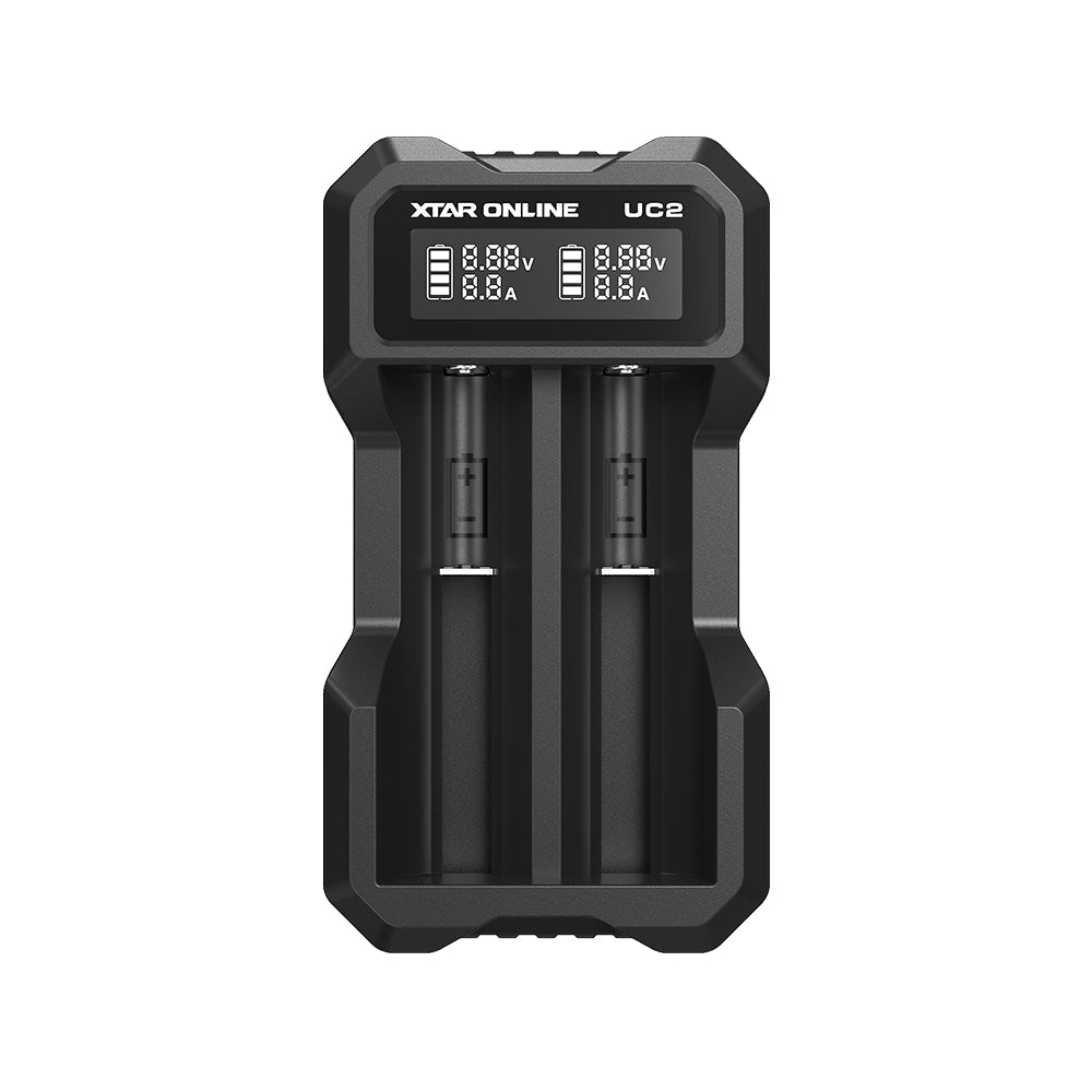 XTAR UC2 2-Bay 3.6V/3.7V Li-ion Battery Charger for 10440, 14500, 16340, 18650, 21700 battery