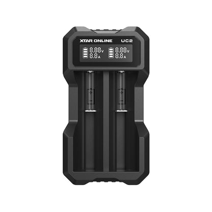 XTAR UC2 2-Bay 3.6V/3.7V Li-ion Battery Charger for 10440, 14500, 16340, 18650, 21700 battery