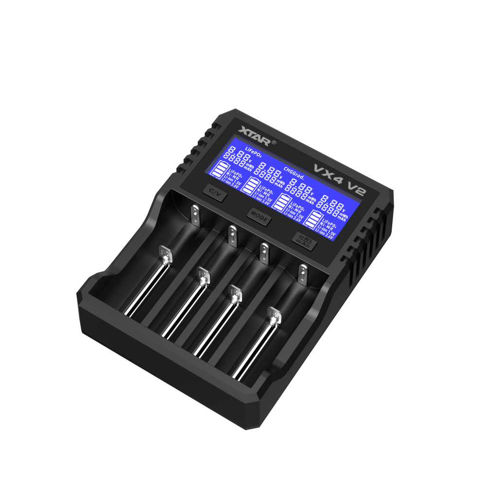 XTAR VX4 V2 Visible Mixer 1.5V/3.6V/3.7V Li-Ion 3.2V LiFePO4 1.2V Ni-MH Batteries Charger and Battery Capacity Tester