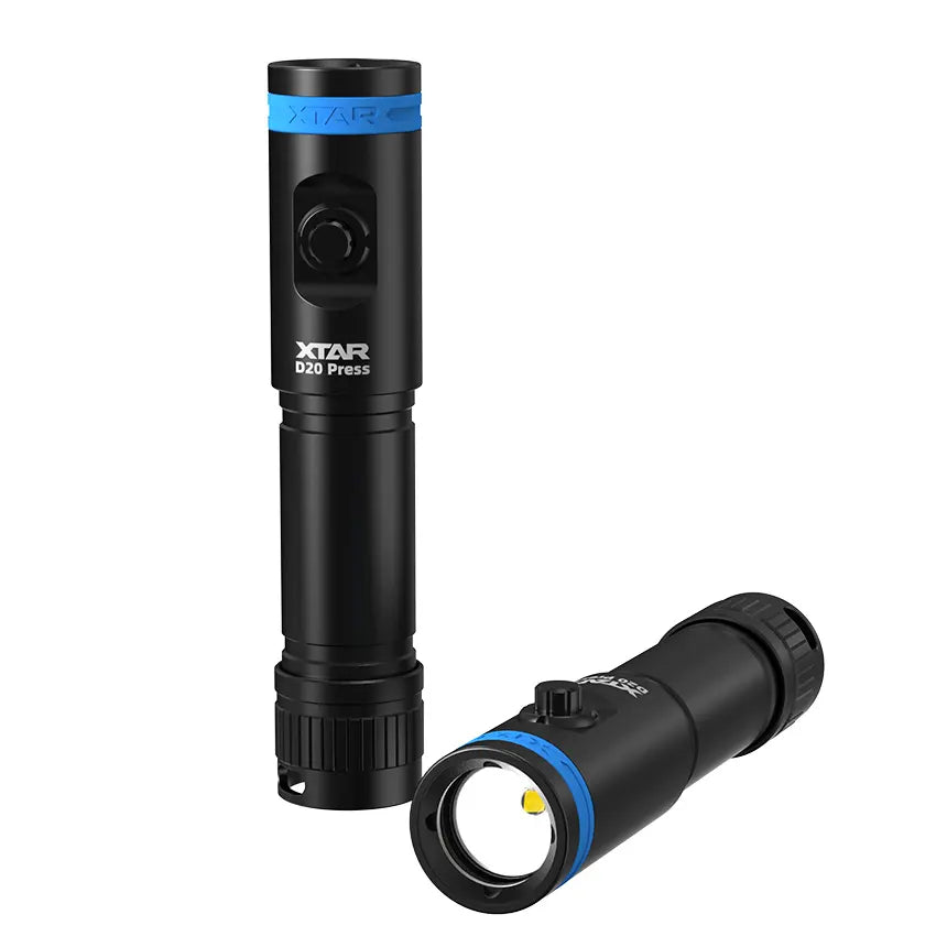 2024 NEW XTAR IPX8 100m MiniSuper D20 Press 1200 lumens Diving Flashlight with SOS