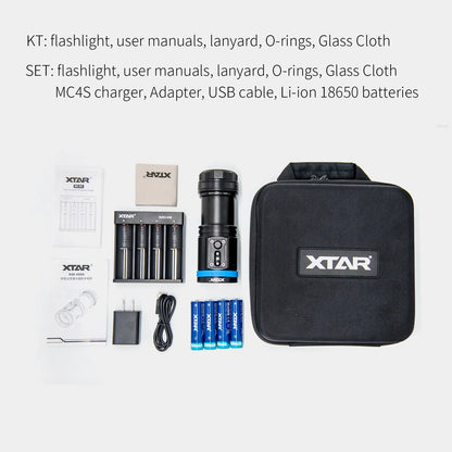 XTAR D30 4000 Lumens Scuba Diving Video Light, Multi-Color LED Underwater Flashlight with 130 Degree Wide Angle Beam, Underwater 100 Meters Diving Photography Light