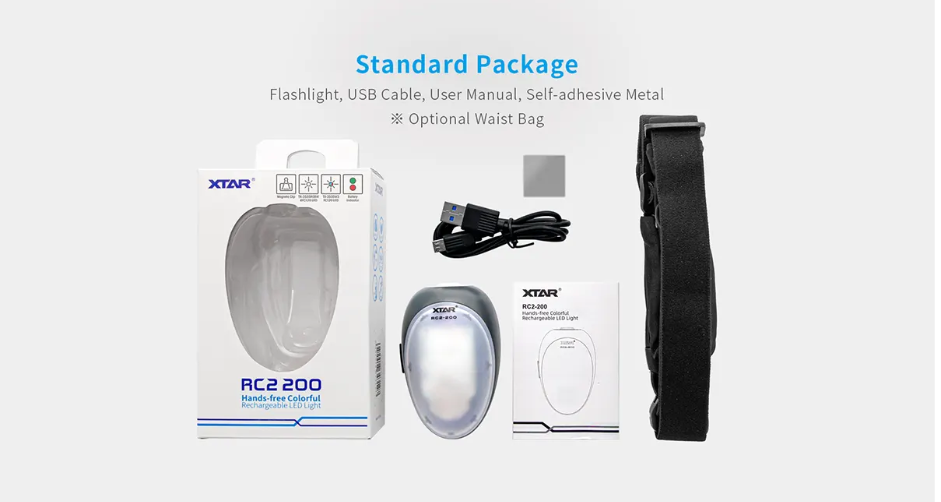 XTAR RC2-200 Four colors SOS Strobe Function EDC Light with Removable Clip and Magnet