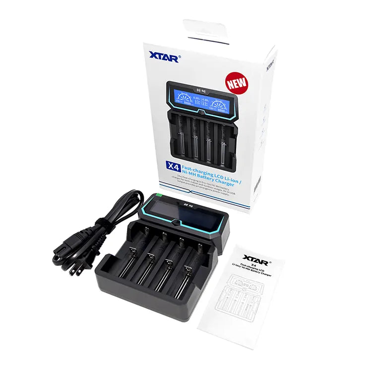 XTAR X4 Dual Input LCD Display Fast Battery Charger For Li-ion/ Ni-MH Battery